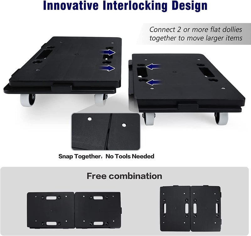 Insdawn Furniture Dolly, 4 Pack Furniture Movers with Wheels, 500 Lbs Capacity, Moving Dolly Heavy Duty, Connectable Dollies with Wheels, Black - Image 4